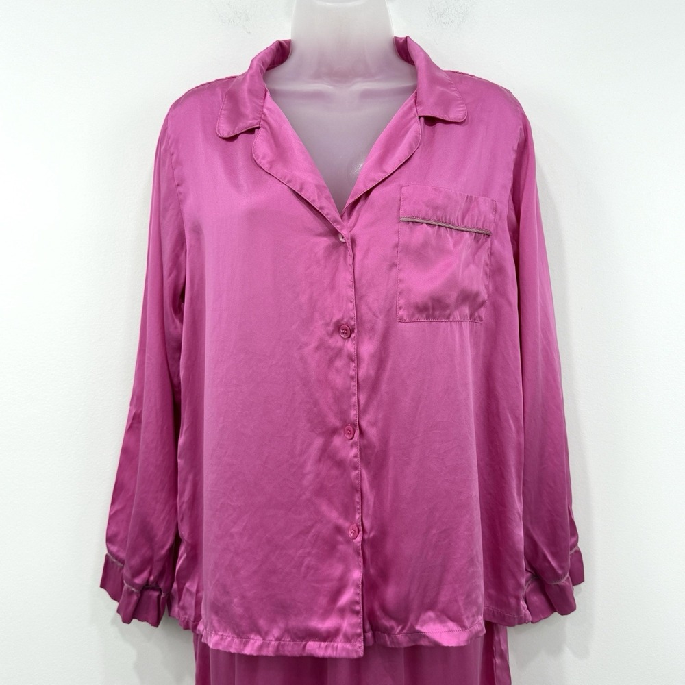 Eberjey Inez Washable Silk Pajama Set Top Pants S Pink Quiet Luxury Breathable - Picture 11 of 16